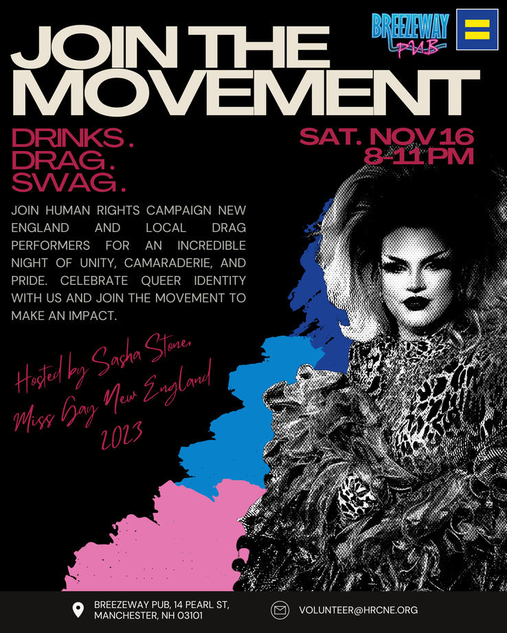 Promotional Flyer for Human Rights Campaign New England Join the Movement Event in New Hampshire, October 2024
